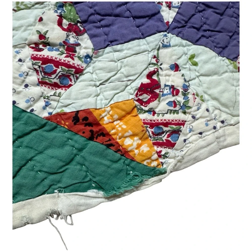 Vintage 30's/40's Handmade Star Quilt Handmade Patchwork Bedspread Throw Blanket